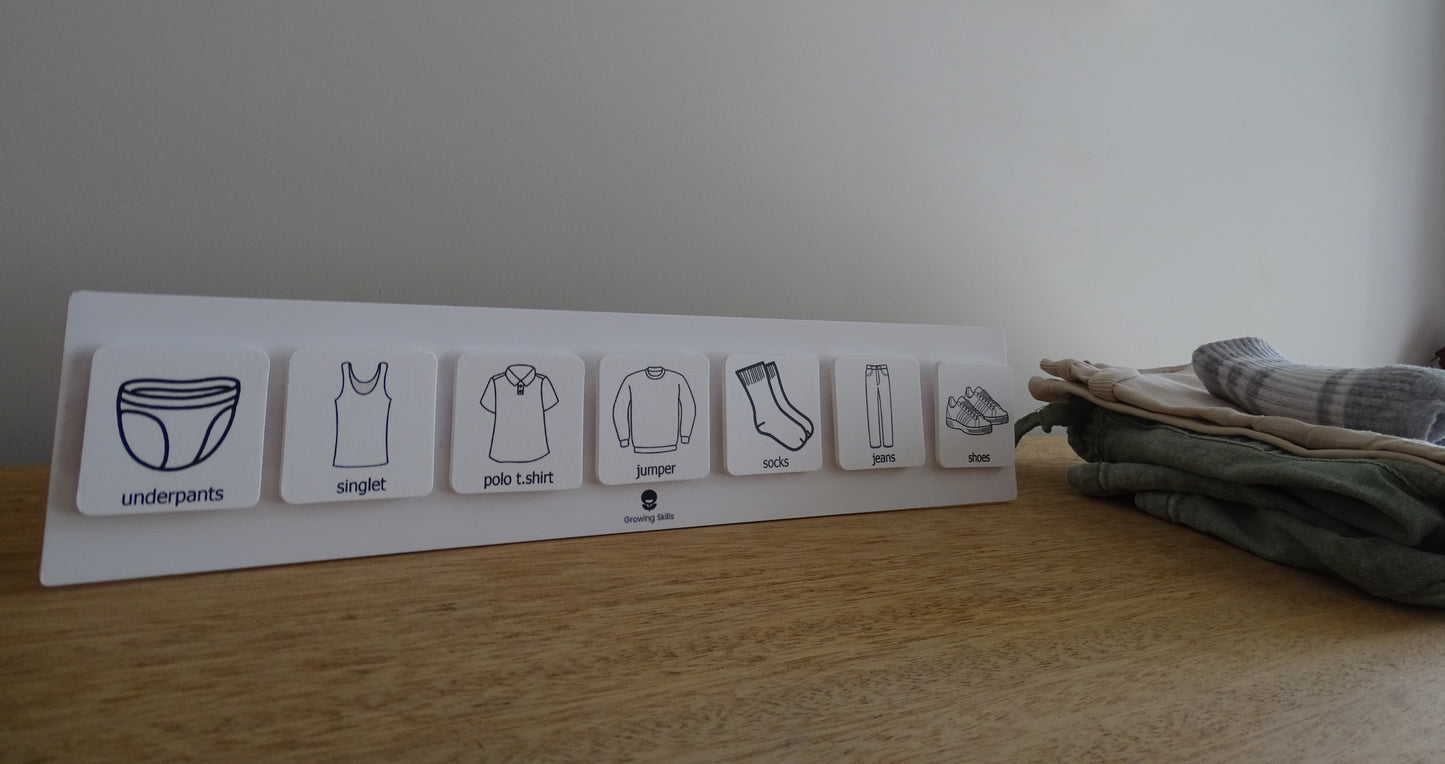 Children's visual aid on clothes/dressing, Visual aid for clothes, what to wear today visual aid, Children's clothing visual